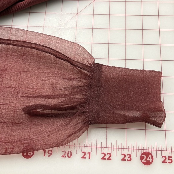 ZARA Bordeaux Organza High Bow Guest Party Blogger Favorite Knit Mini Dress SZ M - Picture 13 of 16